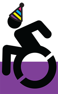 Accessibility symbol person wearing a party hat
